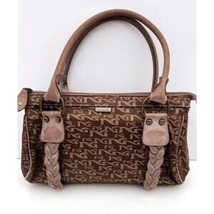 Authentic Nero Giardini Monogram Bag | Brown & Gold Logo Print | NWOT Italy